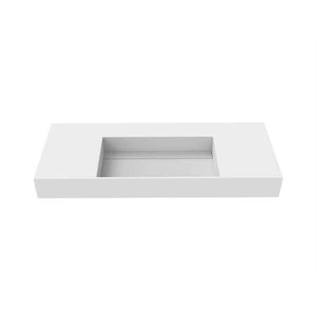 Castello Usa Juniper 48 in Solid Surface Wall-Mounted Bathroom Sink in White with No Faucet Hole CB-GM-2056-48-NH
